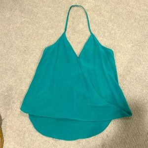 Chelsea Flower, 100% Silk, Kelly Green Halter Top